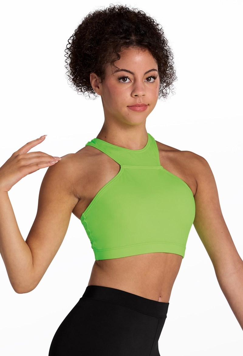 High Neck Halter Bra Top - Lime - Small Child - Dance Top MT7478