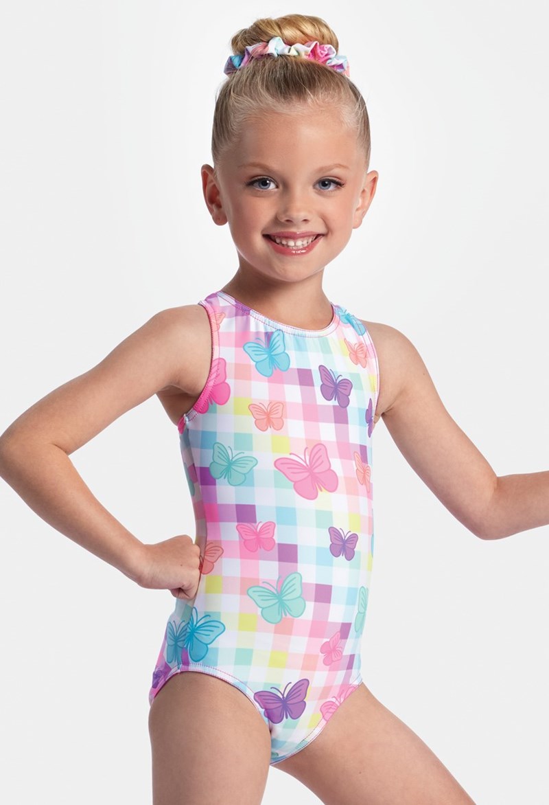 Fantasy Prints Leotard - Gingham Butterfly - Intermediate Child - Gymnastics Leotard PL12305