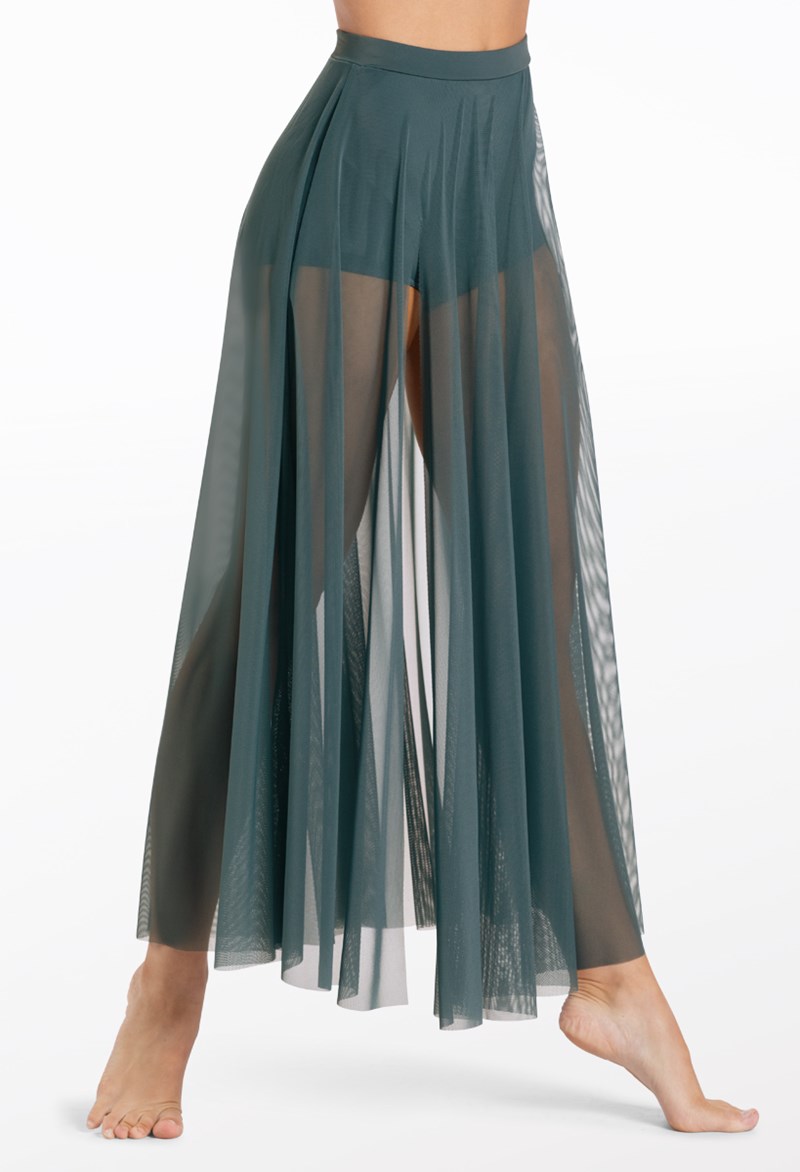Dance Skirts and Tutus - High Waist Mesh Maxi Skirt - PINE - Medium Child - S7823